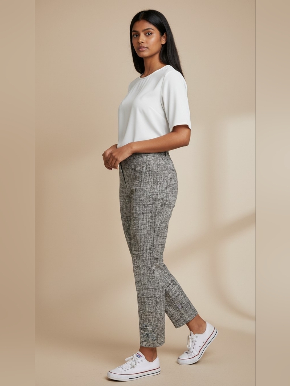 Amanda + Chelsea Patterned Ankle Crop Dress Pants — Size 10 | Like New